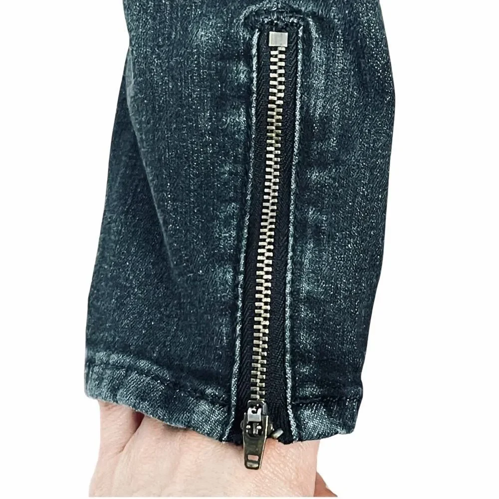 Arizona Black Distressed Skinny Jeans Zipper Hems‎